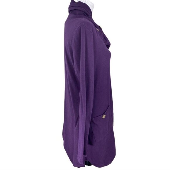 Hibelle Women's Purple Cowl Neck‎ Asymmetrical Designer Tunic Sweater XL/C42 - Picture 3 of 7